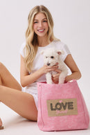 MB0340 2 in 1 Love Patch Canvas Bucket Tote Bag - MiMi Wholesale