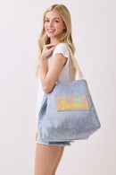 MB0340 2 in 1 Love Patch Canvas Bucket Tote Bag - MiMi Wholesale