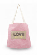 MB0340 2 in 1 Love Patch Canvas Bucket Tote Bag - MiMi Wholesale