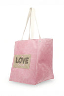 MB0340 2 in 1 Love Patch Canvas Bucket Tote Bag - MiMi Wholesale