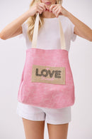 MB0340 2 in 1 Love Patch Canvas Bucket Tote Bag - MiMi Wholesale