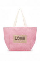 MB0340 2 in 1 Love Patch Canvas Bucket Tote Bag - MiMi Wholesale
