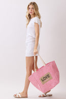 MB0340 2 in 1 Love Patch Canvas Bucket Tote Bag - MiMi Wholesale
