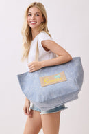 MB0340 2 in 1 Love Patch Canvas Bucket Tote Bag - MiMi Wholesale