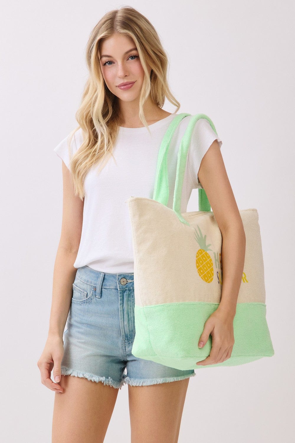MB0341 Hello Summer Terry Beach Tote Bag - MiMi Wholesale
