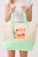 MB0342 Sips About To Go Down Terry Beach Tote Bag - MiMi Wholesale