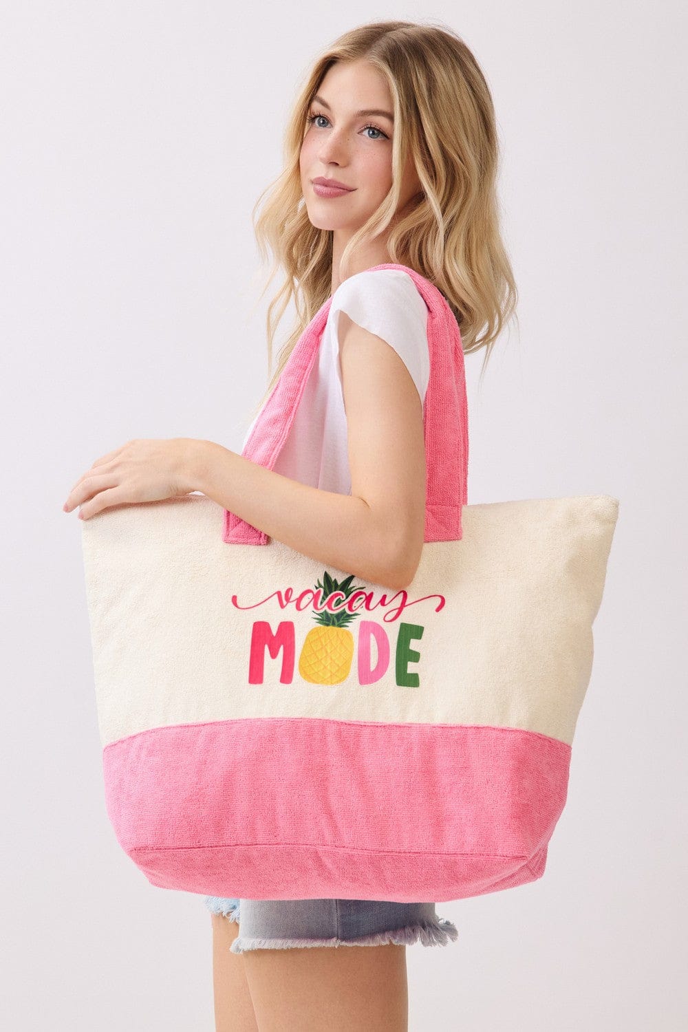 MB0343 Vacay Mode Terry Beach Tote Bag - MiMi Wholesale