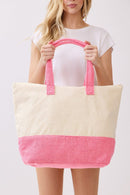 MB0344 Hello Summer Flamingo Terry Beach Tote Bag - MiMi Wholesale