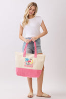 MB0344 Hello Summer Flamingo Terry Beach Tote Bag - MiMi Wholesale