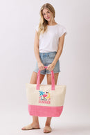 MB0344 Hello Summer Flamingo Terry Beach Tote Bag - MiMi Wholesale
