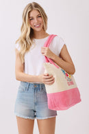 MB0344 Hello Summer Flamingo Terry Beach Tote Bag - MiMi Wholesale