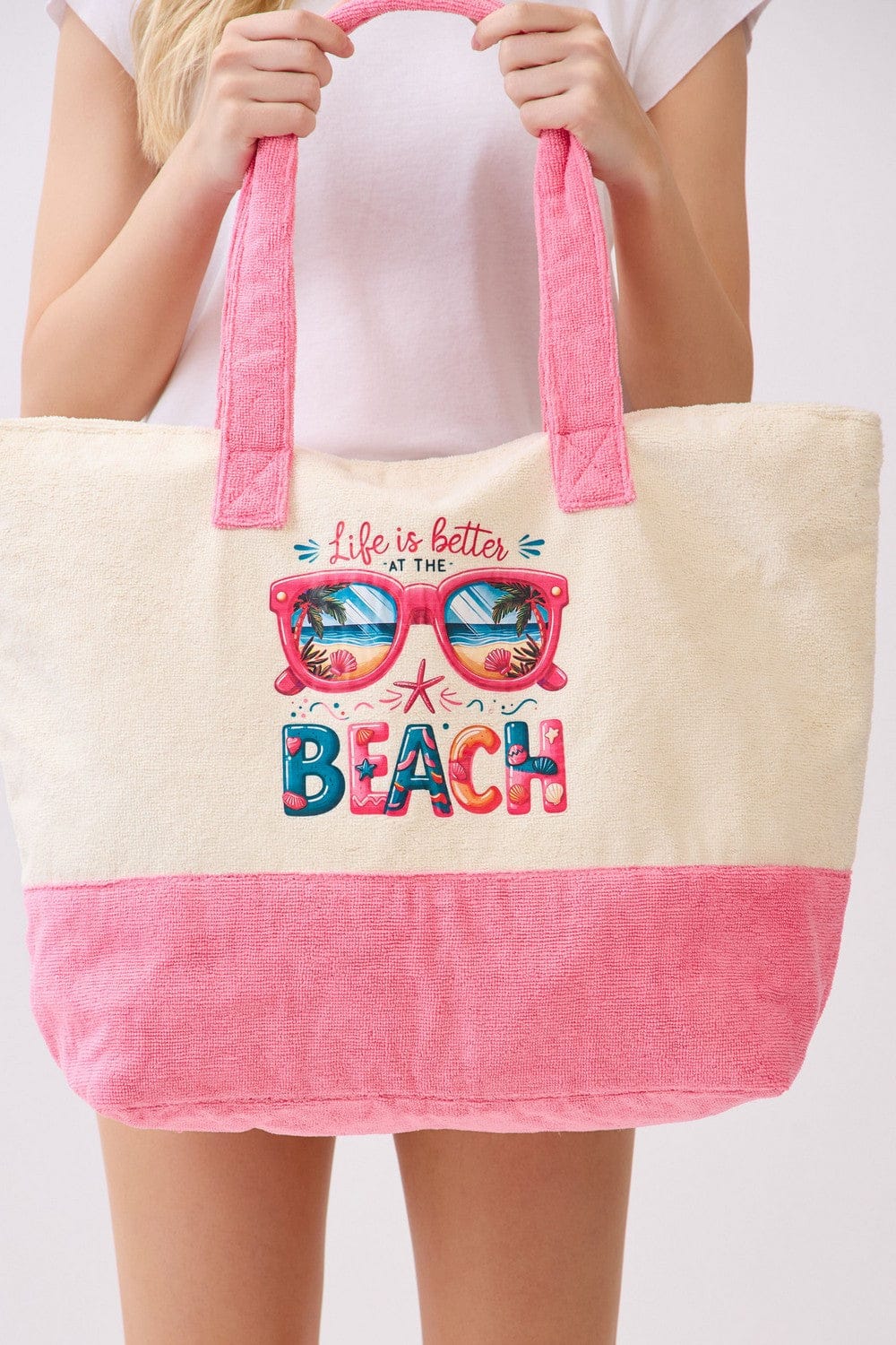 MB0345 Sunglasses Life Is Better At The Beach Terry Tote Bag - MiMi Wholesale