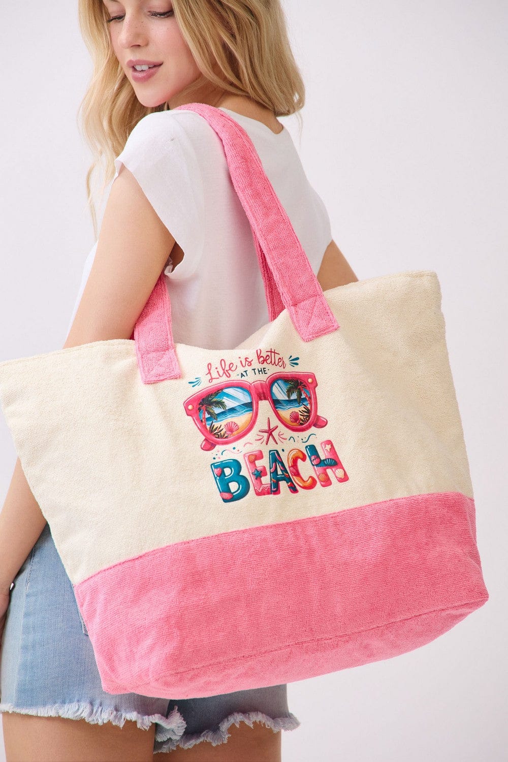 MB0345 Sunglasses Life Is Better At The Beach Terry Tote Bag - MiMi Wholesale