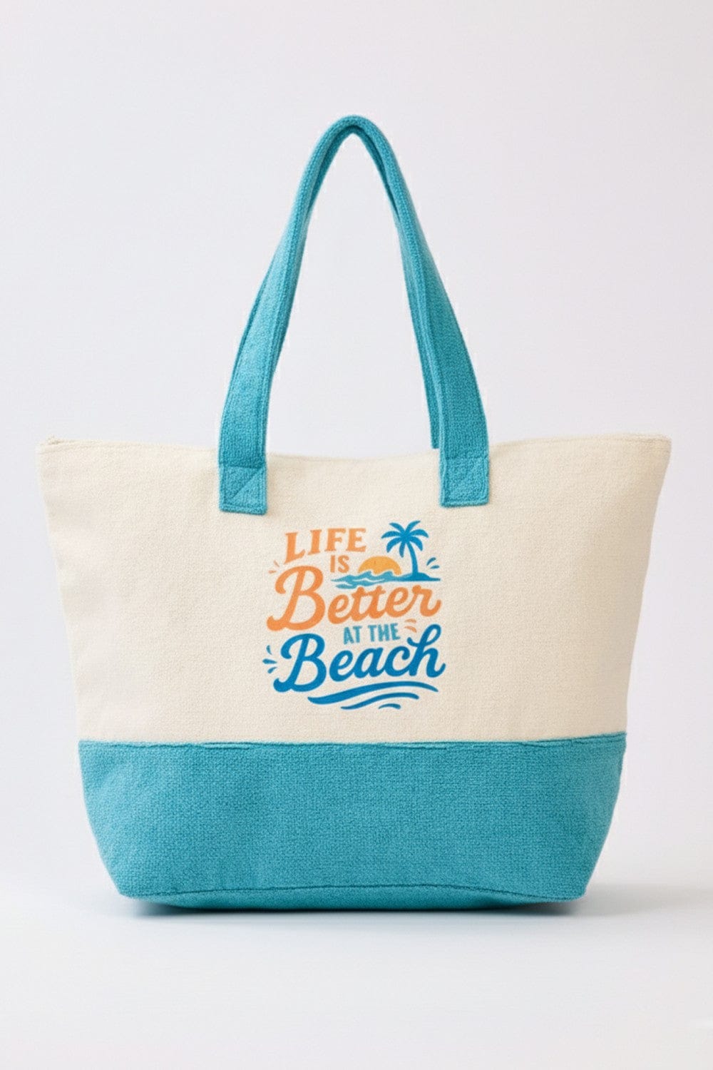 MB0346 Palm Tree Life Is Better At The Beach Terry Tote Bag - MiMi Wholesale