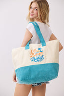 MB0346 Palm Tree Life Is Better At The Beach Terry Tote Bag - MiMi Wholesale