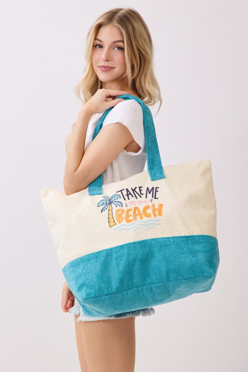 MB0347 Take Me To The Beach Terry Tote Bag - MiMi Wholesale