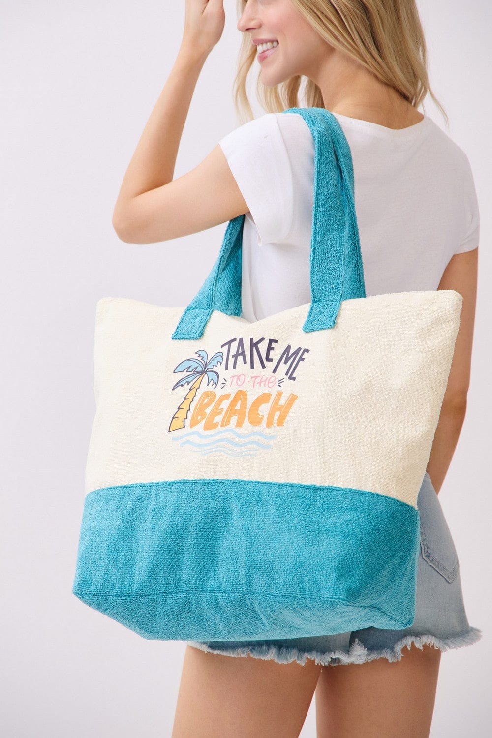 MB0347 Take Me To The Beach Terry Tote Bag - MiMi Wholesale