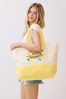 MB0349 Hello Summer Lemon Terry Beach Tote Bag - MiMi Wholesale