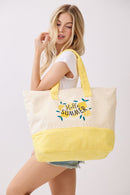 MB0349 Hello Summer Lemon Terry Beach Tote Bag - MiMi Wholesale