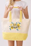 MB0349 Hello Summer Lemon Terry Beach Tote Bag - MiMi Wholesale