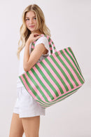MB0351 Striped Terry Beach Tote Bag - MiMi Wholesale