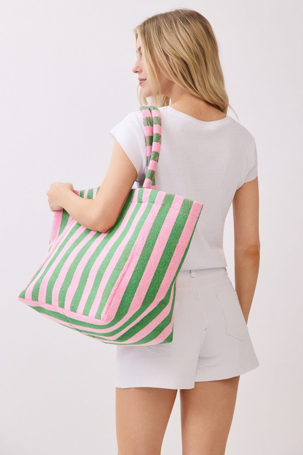 MB0351 Striped Terry Beach Tote Bag - MiMi Wholesale