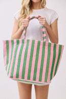 MB0351 Striped Terry Beach Tote Bag - MiMi Wholesale