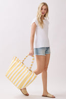 MB0351 Striped Terry Beach Tote Bag - MiMi Wholesale