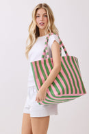 MB0351 Striped Terry Beach Tote Bag - MiMi Wholesale