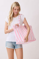 MB0351 Striped Terry Beach Tote Bag - MiMi Wholesale