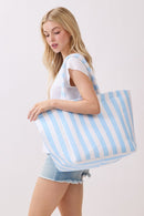 MB0351 Striped Terry Beach Tote Bag - MiMi Wholesale