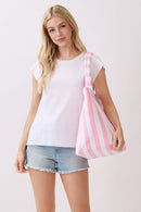 MB0351 Striped Terry Beach Tote Bag - MiMi Wholesale