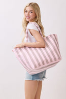 MB0351 Striped Terry Beach Tote Bag - MiMi Wholesale