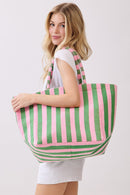 MB0351 Striped Terry Beach Tote Bag - MiMi Wholesale