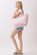 MB0351 Striped Terry Beach Tote Bag - MiMi Wholesale