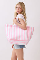 MB0351 Striped Terry Beach Tote Bag - MiMi Wholesale