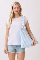 MB0351 Striped Terry Beach Tote Bag - MiMi Wholesale