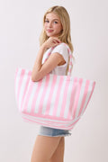 MB0351 Striped Terry Beach Tote Bag - MiMi Wholesale