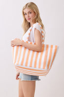 MB0351 Striped Terry Beach Tote Bag - MiMi Wholesale