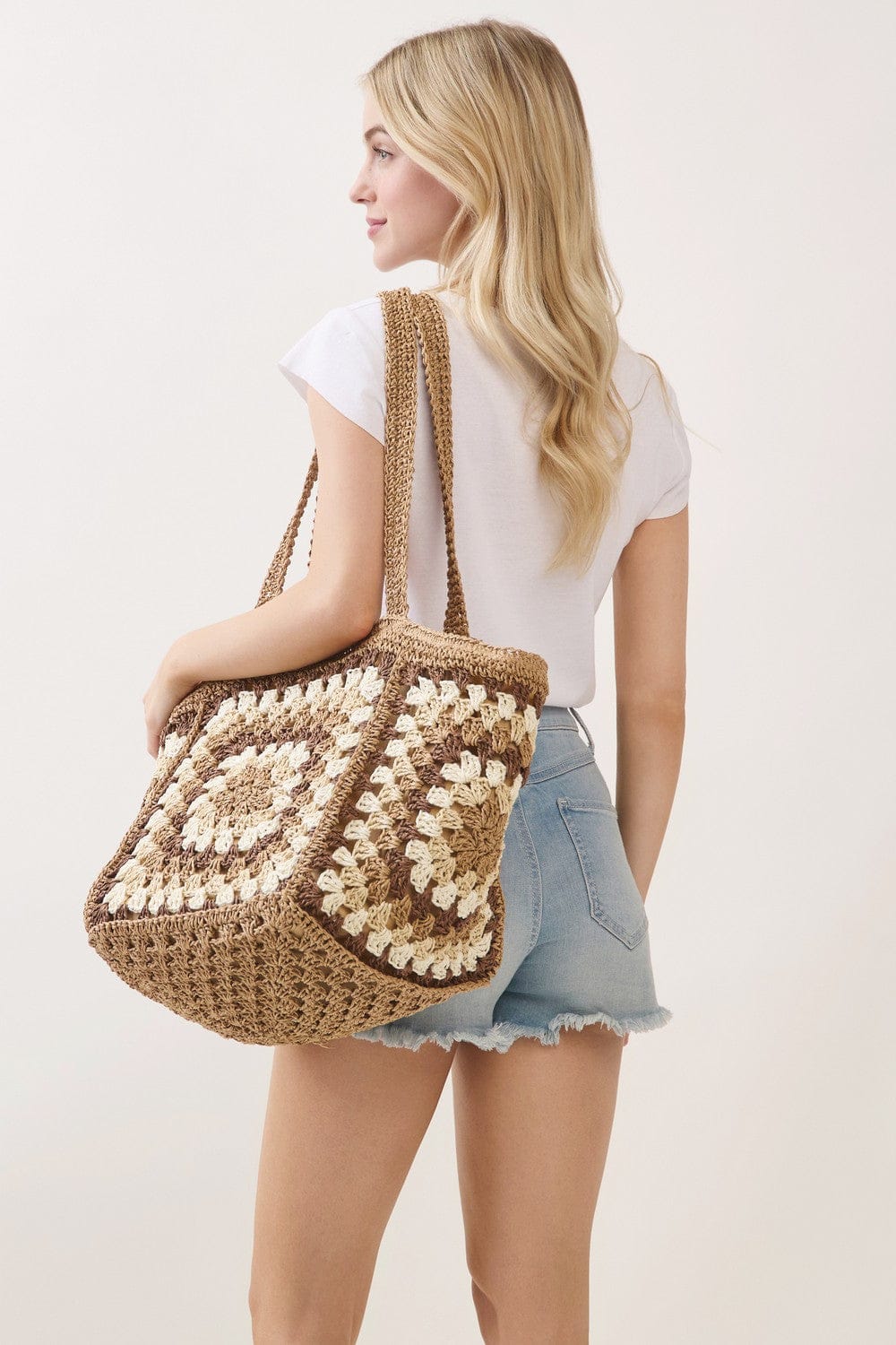 MB0353 Vintage Granny Crochet Tote Bag - MiMi Wholesale
