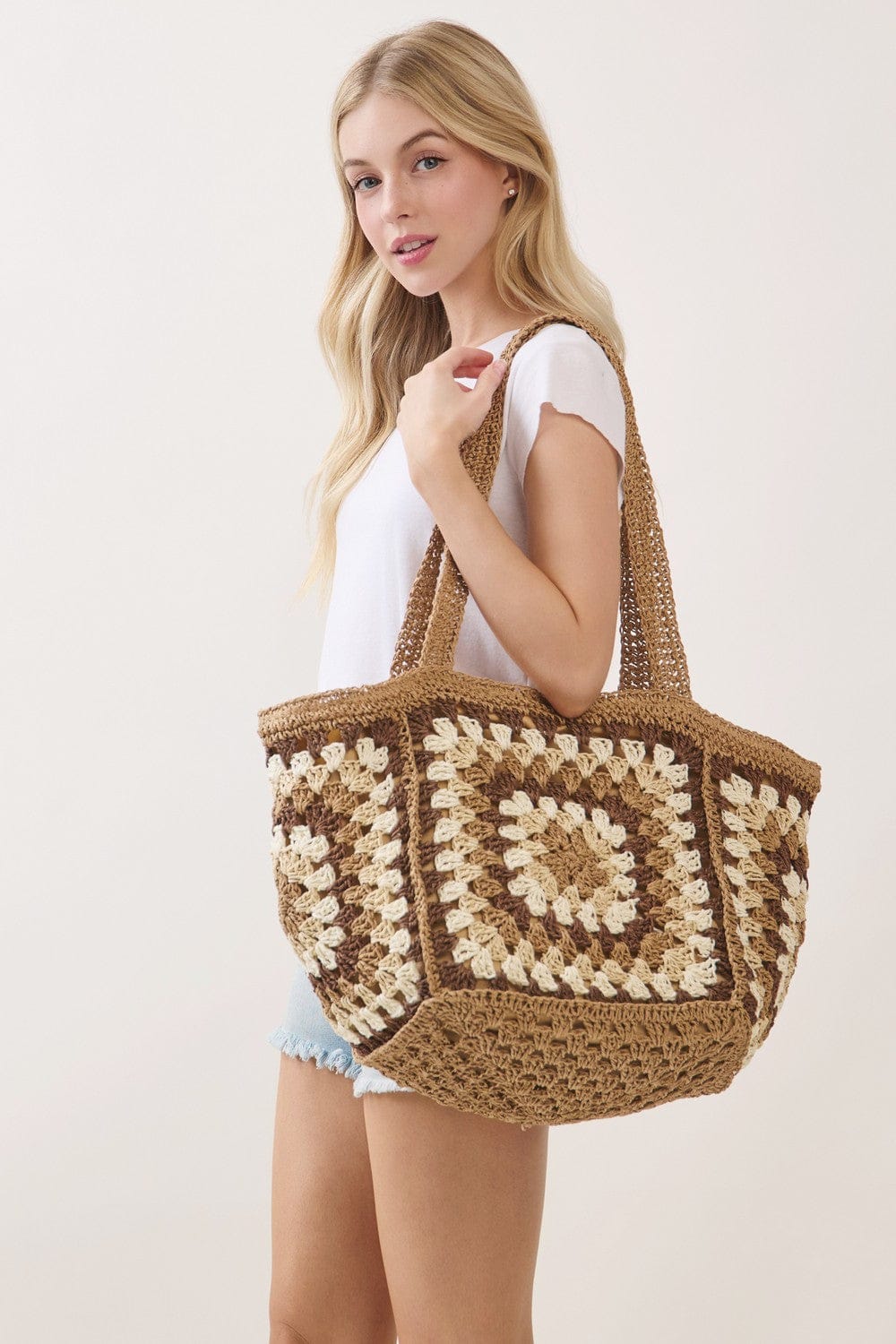 MB0353 Vintage Granny Crochet Tote Bag - MiMi Wholesale