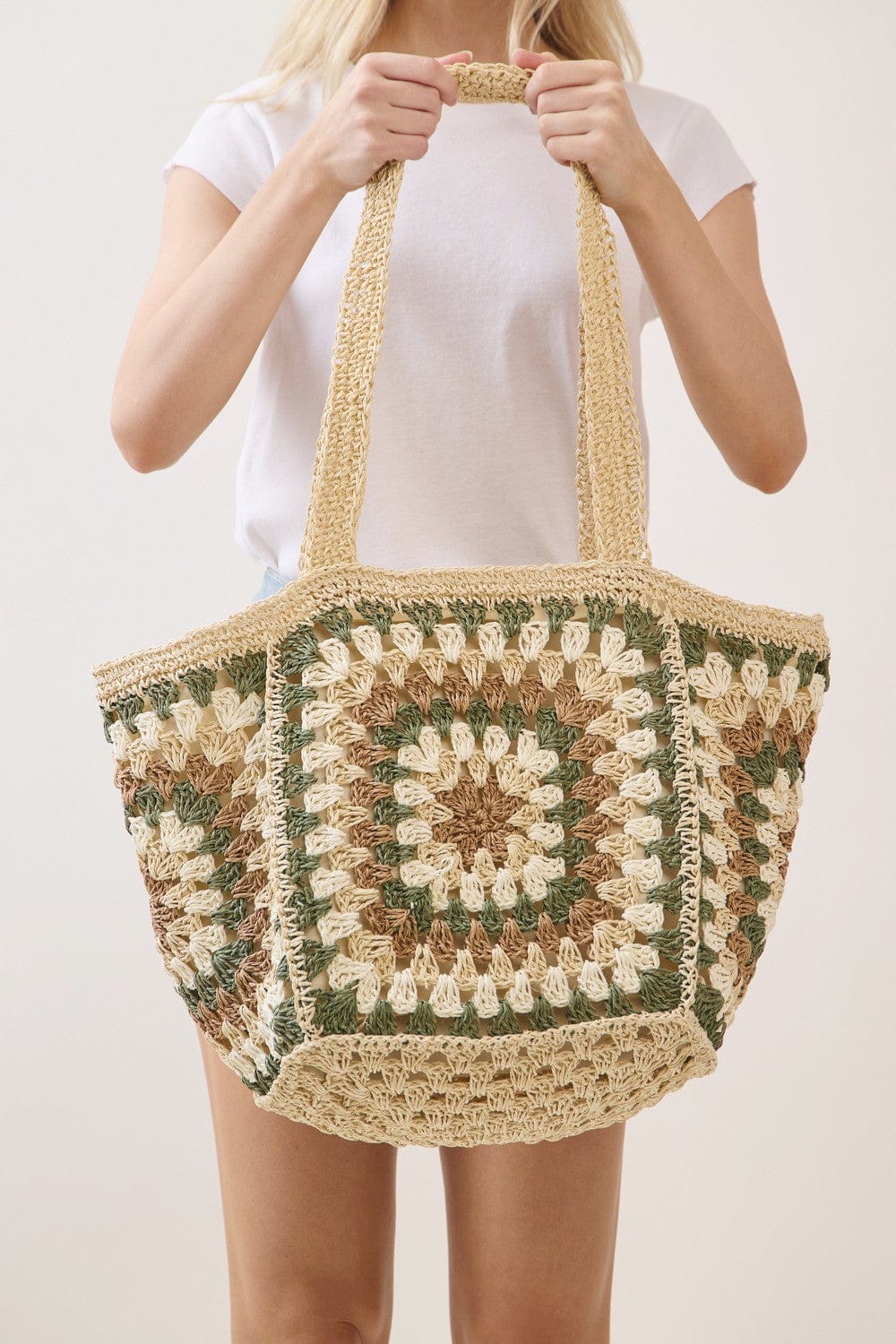 MB0353 Vintage Granny Crochet Tote Bag - MiMi Wholesale