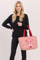 MB0371 Candy Nutcracker Quilted Puffer Tote Bag - MiMi Wholesale