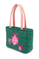 MB0372 Holiday Ornament Quilted Puffer Tote Bag - MiMi Wholesale