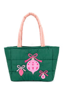 MB0372 Holiday Ornament Quilted Puffer Tote Bag - MiMi Wholesale