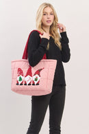 MB0373 Three Gnomes Quilted Puffer Tote Bag - MiMi Wholesale
