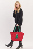 MB0374 Christmas Tree Quilted Puffer Tote Bag - MiMi Wholesale