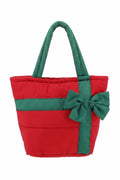 MB0376 Bow Accent Gift Box Quilted Puffer Tote Bag - MiMi Wholesale