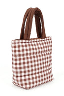 MB0377T Gingham Quilted Puffer Tote Bag - MiMi Wholesale
