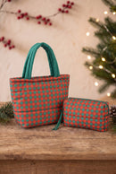 MB0377T Gingham Quilted Puffer Tote Bag - MiMi Wholesale